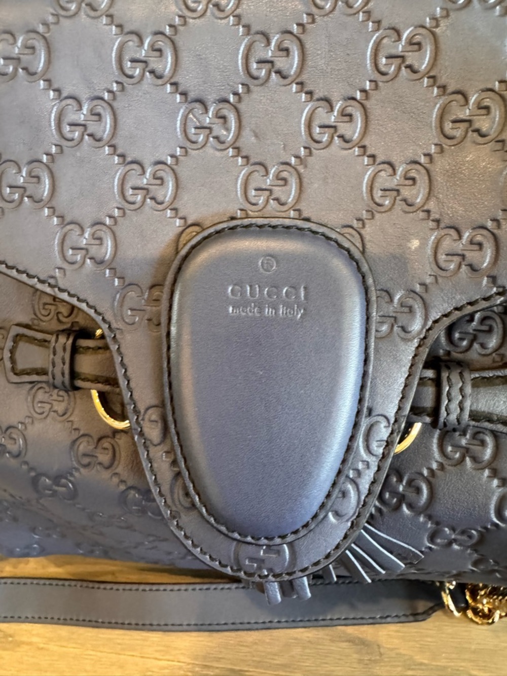 Gucci Emily Blue GG Leather Shoulder Bag with Gold Chain Guccissima bag - Picture 2 of 8